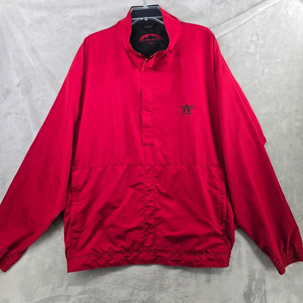 AUSTIN COUNTRY‎ CLUB Sun Mountain Mens XXL Red Quarter Zip WindbreakerJacket